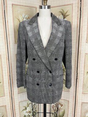 Daks Classic Grey Glen Plaid Velvet Blazer